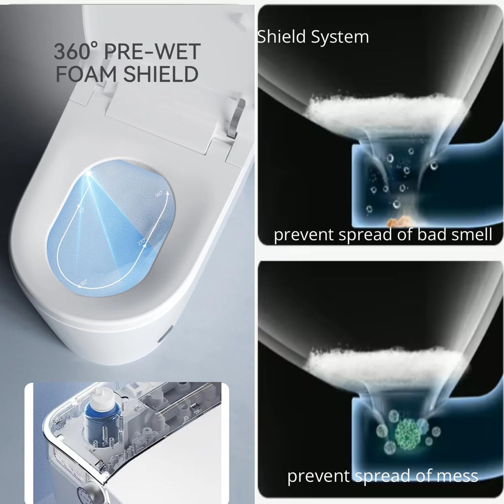 Electric Bidet Smart Toilet, Voice Control, Auto Open/Close Lid & Seat with Radar and Foot Sensor, Auto Flushing, 6 Modes Warm Water Wash, Dryer, Heated Seat, 20-year warranty. (TD-769EV)
