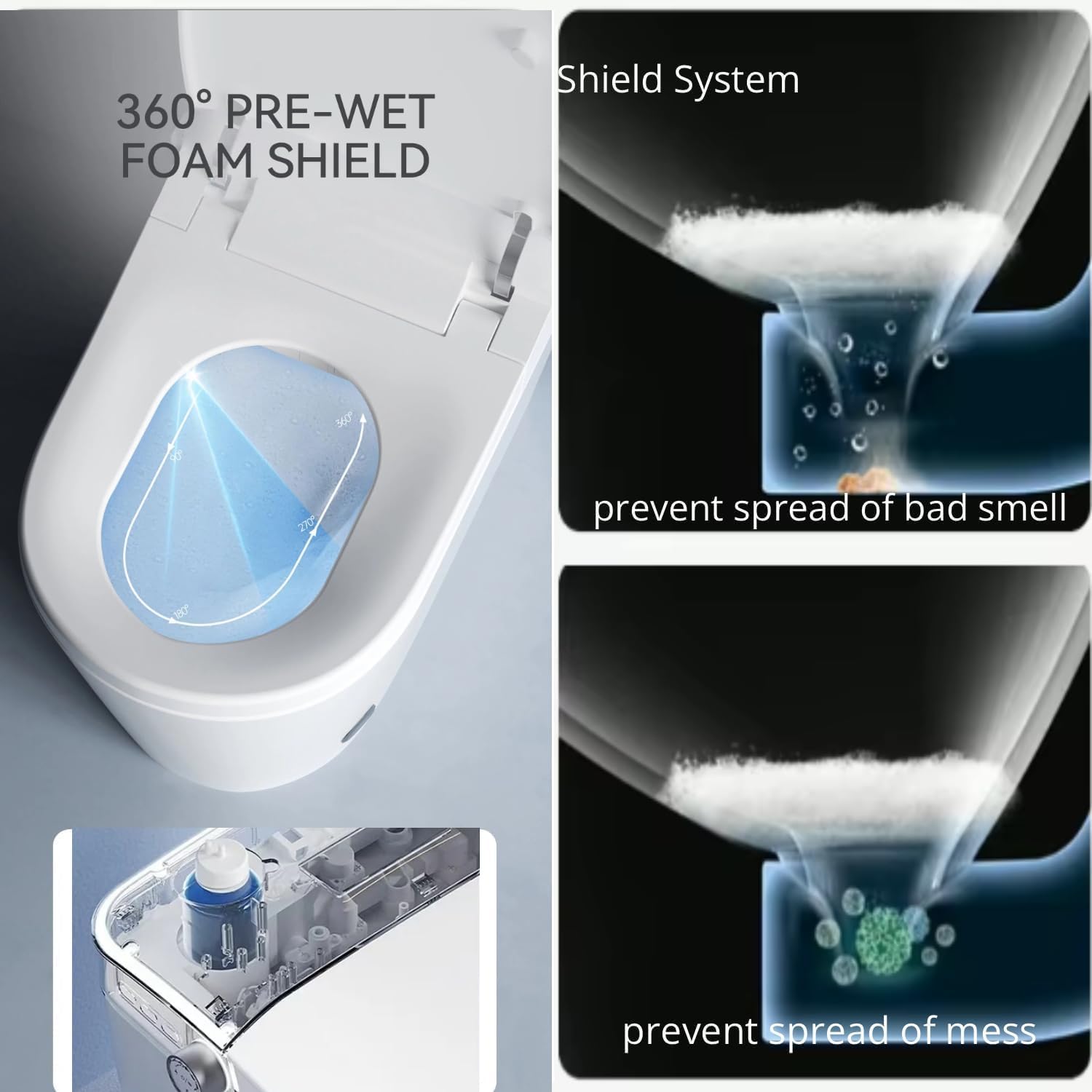 Electric Bidet Smart Toilet, Voice Control, Auto Open/Close Lid & Seat with Radar and Foot Sensor, Auto Flushing, 6 Modes Warm Water Wash, Dryer, Heated Seat, 20-year warranty. (TD-769EV)