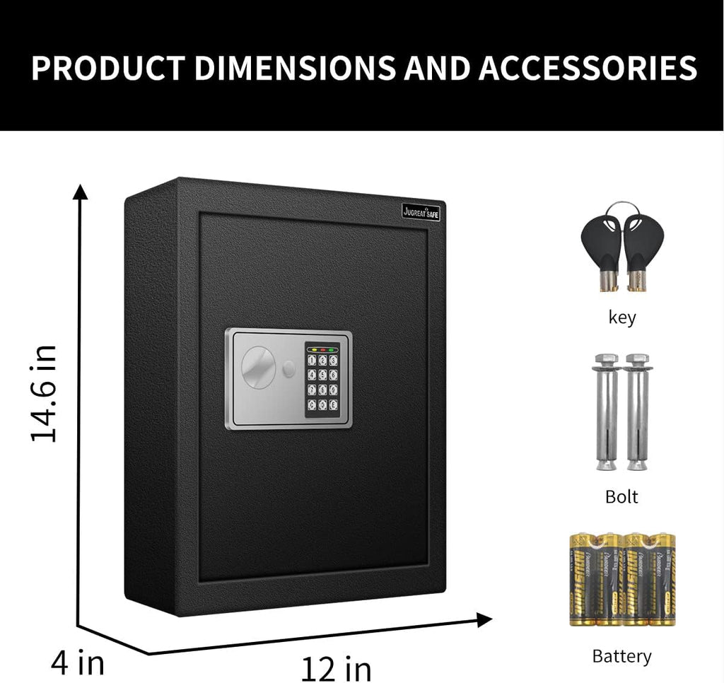 JUGREAT 80 Keys Cabinet with Sensor Light,Electronic Key Safe,Pin Code Keyless Storage Box for Keys,Secure Wall Mount Safe with 80 Key Tags