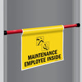 SmartSign Hanging Doorway Barricade, 11.25" x 18" Vinyl, Spring-loaded Adjustable Aluminum Pole, Twist-To-Tighten & Safety Sign Kit, Black/Yellow, USA-Made