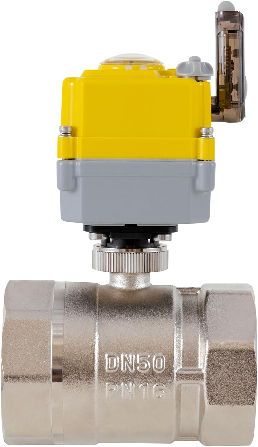 Smart electric valve 1 1/2 inch ball valve Tuya APP smart wifi water valve, 24V electric actuator AC110V-230V power adapter and automatic return setting. Smart timing water valve DN40MM