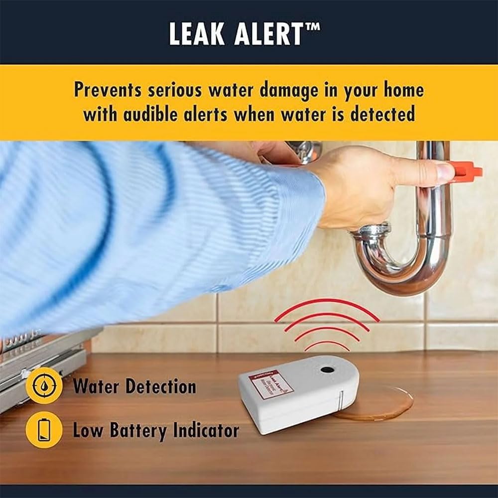 Zircon Leak Alert 3-Pack Water Detector Alarm – 90 dB Battery-Powered Leak & Flood Sensor for Basement, Kitchen, Bathroom, Utility Room – Early Water Detection & Damage Prevention