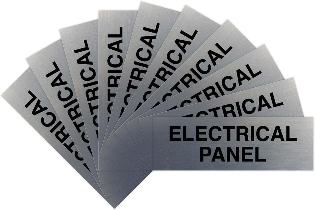 All Quality Basic Electrical Panel Sign - Fire Regulation Safety Compliance Sign - Silver - Medium (10 Pack)