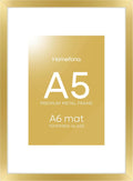 Homeforia A5 Picture Frame Gold, High End Metal 5.8 x 8.3 Frames Matted to 4.1 by 5.8 inch Photo, A5 Frame with Mat A6, 5.8x8.3 Poster Frames, 8.3x5.8 Display Frame, Tempered Glass, Wall Kit, Set of 1