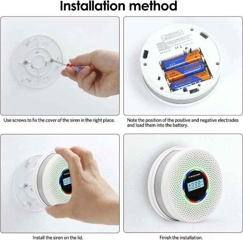2 Pack Upgraded Combination Smoke and Carbon Monoxide Alarm Detector, Dual Sensor Smoke Alarm&Carbon Monoxide Detector (Includes Battery)