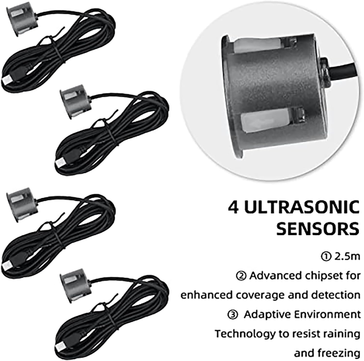 New Features Forward and Reverse Parking sensors, Option to Measure Distance in inches, bidirectional Display Option, and Customizable Digital Direction 18 Color Probes to Choose from(Light Grey)