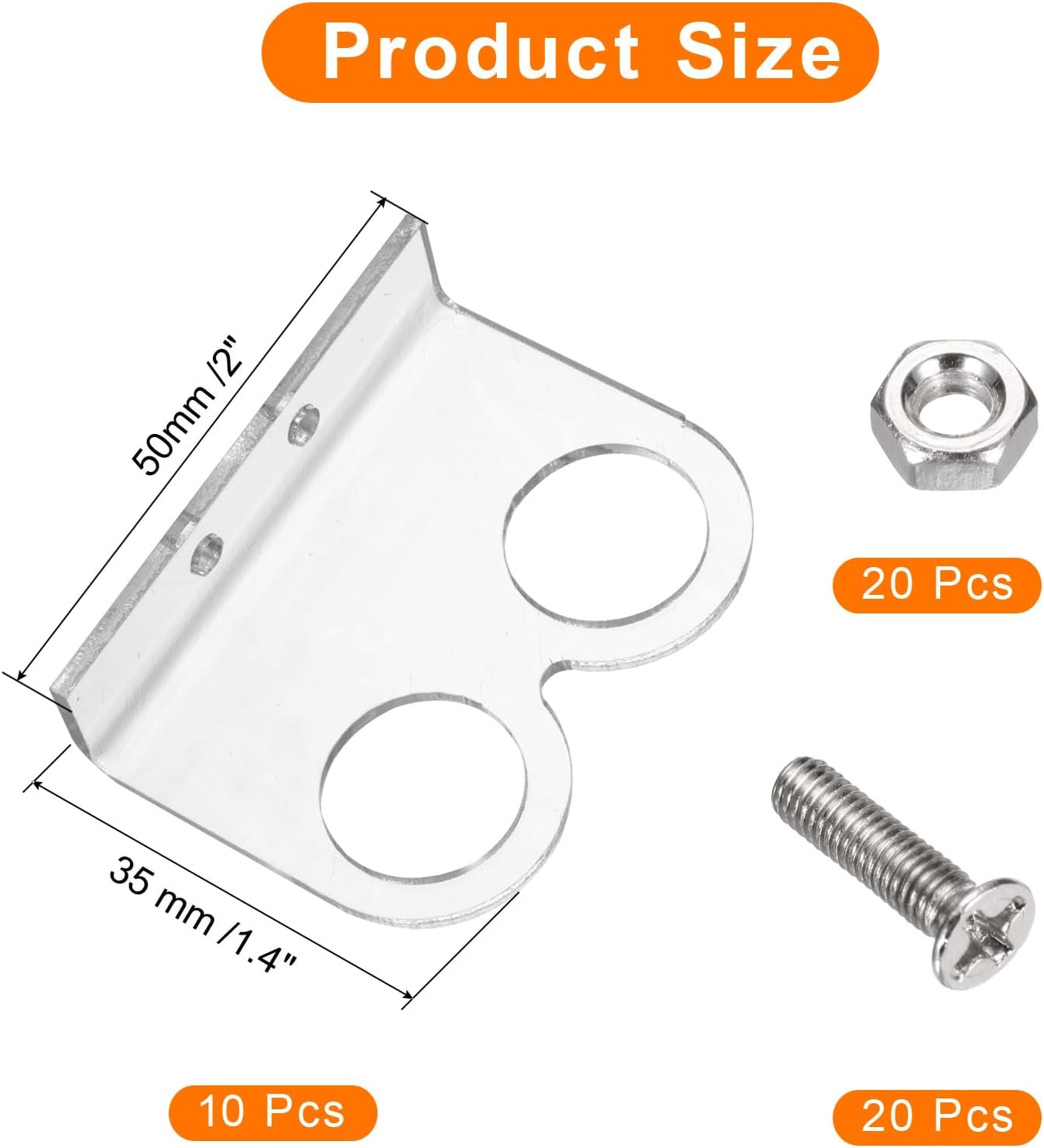 MECCANIXITY 10 Pcs Ultrasonic Sensor Mounting Bracket for Distance Sensor Module, Ultrasonic Module Accessories with Screws and Nuts, Transparent