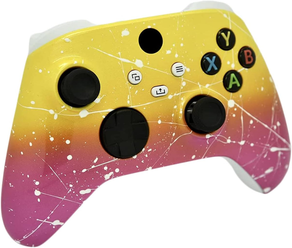 Hand Airbrushed Fade Custom Controller Compatible with Xbox Series X/S & Xbox One (Series X/S Pink & Yellow White Drip)