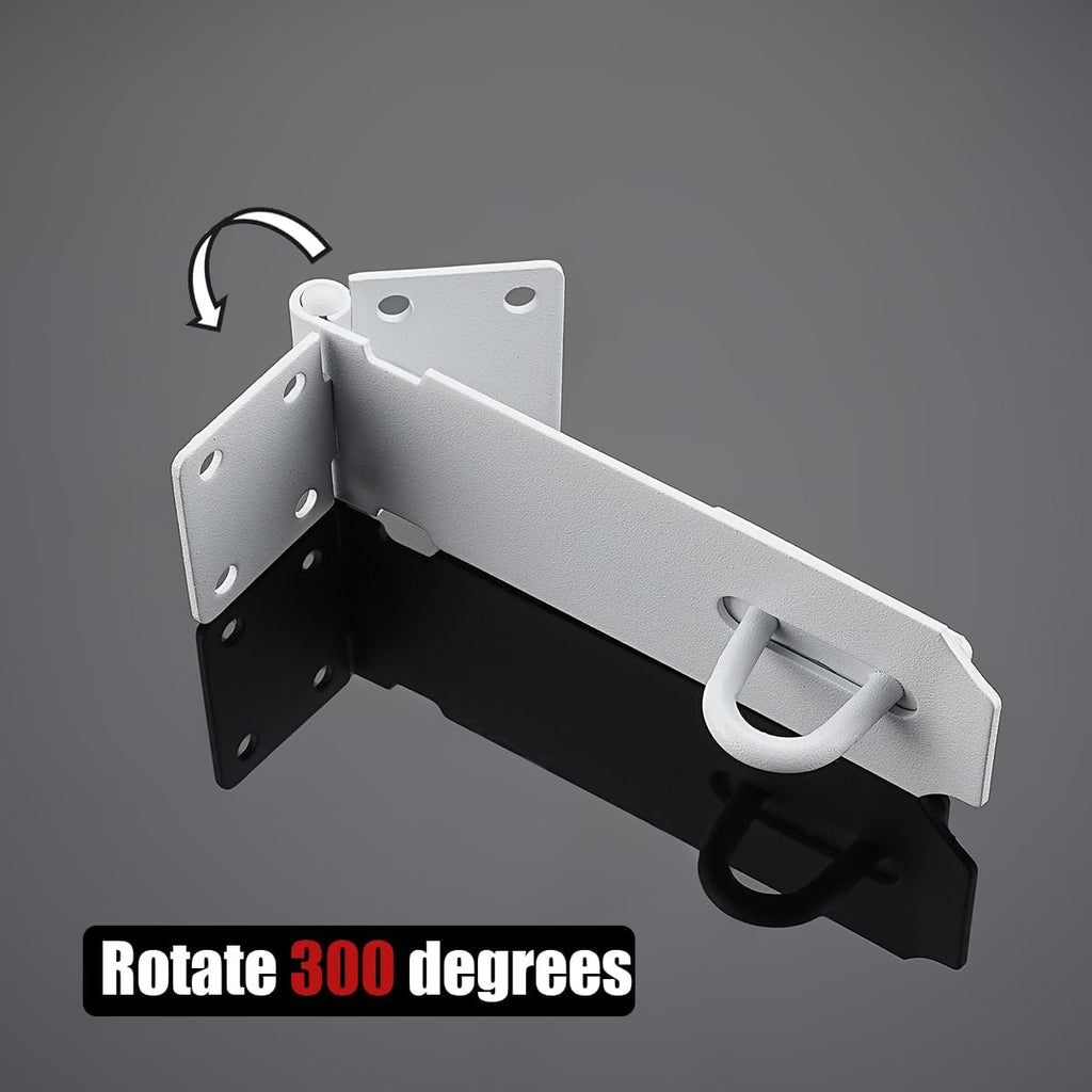 JQK Door Hasp Latch Lock, 5 Inch 304 Stainless Steel Safety Packlock Clasp Thickness 1.9 mm, Matte White, DL130-WH