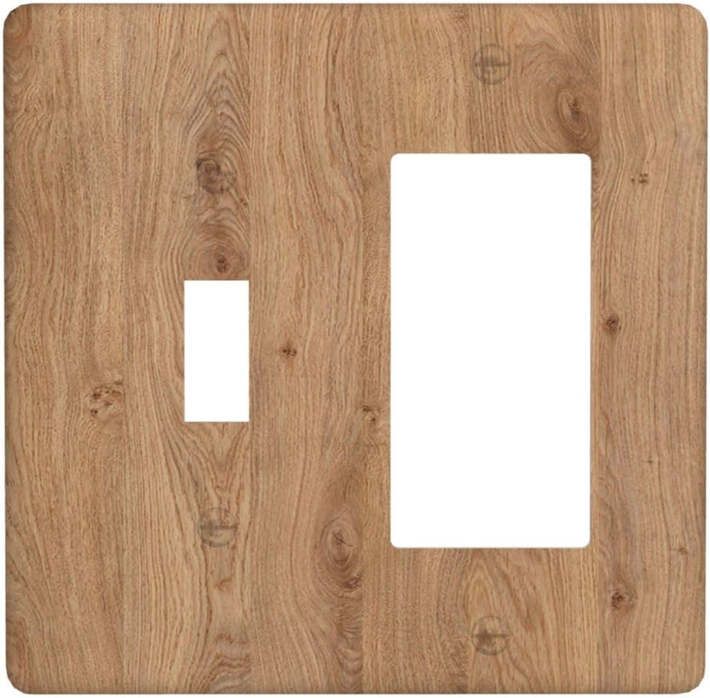 Outlet Covers Vintage Rustic Wood Color Brown Wood Grain 1 Toggle 1 Rocker Combination Decorative Wall Plate Light Switch Cover Plate Electrical Switch Plates for Farmhouse Cabin Decor