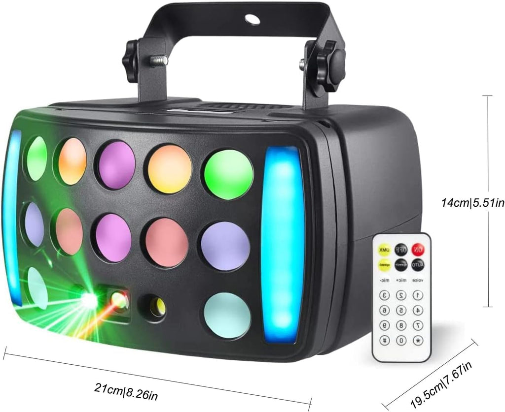 DJ Lights Party Light, Stage Disco Light 4 in 1 RGBW Derby Beam, Led Strobe, Remote & DMX Control Perfect for Wedding Bar Club Disco Party Festival Stage & DJ Lighting, Black