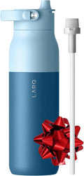 LARQ Bottle Swig Top 23oz - Insulated Reusable Stainless Steel Water Bottle With Built-In Silicone Handle | BPA Free | For Sports, Gym, and Travel | Amalfi Blue