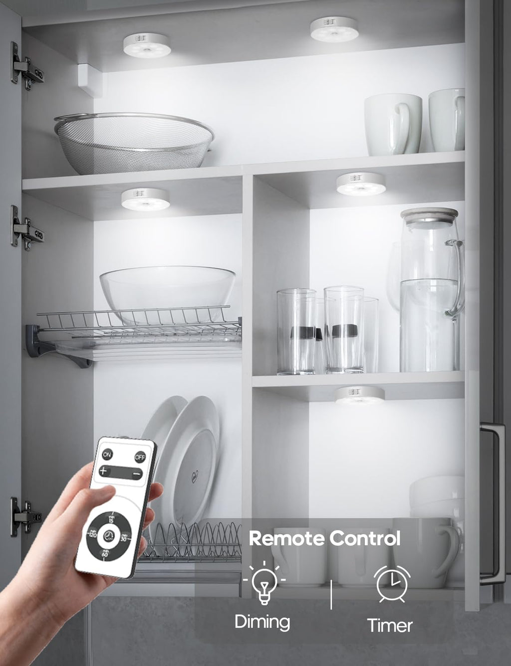 Led Under Cabinet Lighting, Motion Sensor Light Indoor, 1000mAh Puck Lights with IR Remote, Rechargeable Under Counter Lights for Kitchen,Cabinets,Closet,Stairs Indoor (6 Pack)
