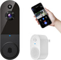 1080p Wireless Video Doorbell Camera with Indoor Receiver, AI Human Detection, 2-Way Audio, Night Vision, Cloud Storage, Real-Time Alerts, Smart Home Protection (Black)