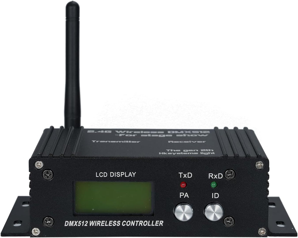 LIXADA DMX512 2.4G Wireless Controller Transmitter Receiver Adjustable Repeater Lighting Controller LCD Display Power 35 Groups ID Coding for Party DJ Show Club LED Stage Disco KTV Stage Light
