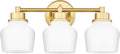 Emak Gold Vanity Light with Milk Glass Shade, Modern Bathroom Light Fixtures Over Mirror, 3-Light Bathroom Vanity Lights for Mirror, Bath, VL122-GD-ML-3