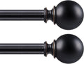 KAMANINA 2 Pack Curtain Rods for Windows 48 to 84 Inch (4-7ft), 7/8 Inch Single Heavy Duty Window Curtain Rod Adjustable Decorative Drapery Rods with Round End, Black
