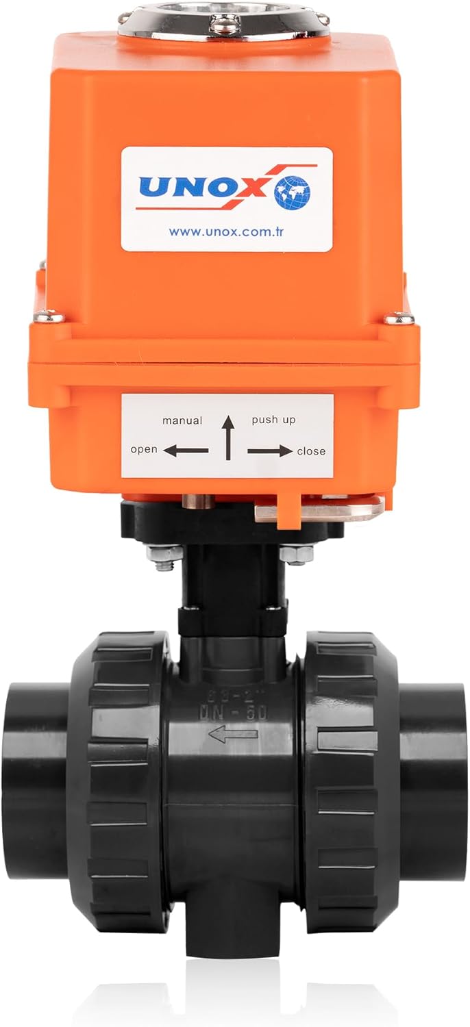Unox 24V DC Electric Actuated Ø20 (1/2") U-PVC Ball Valve, Motorized Ball Valve For Water - PN16
