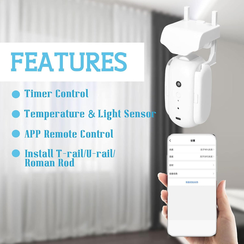 2pcs Tuya Smart Curtain Motor BT Voice Control Switch Electric Curtain Robot APP Control Timer Setup Compatible with Alexa Google Home for Roman Rod
