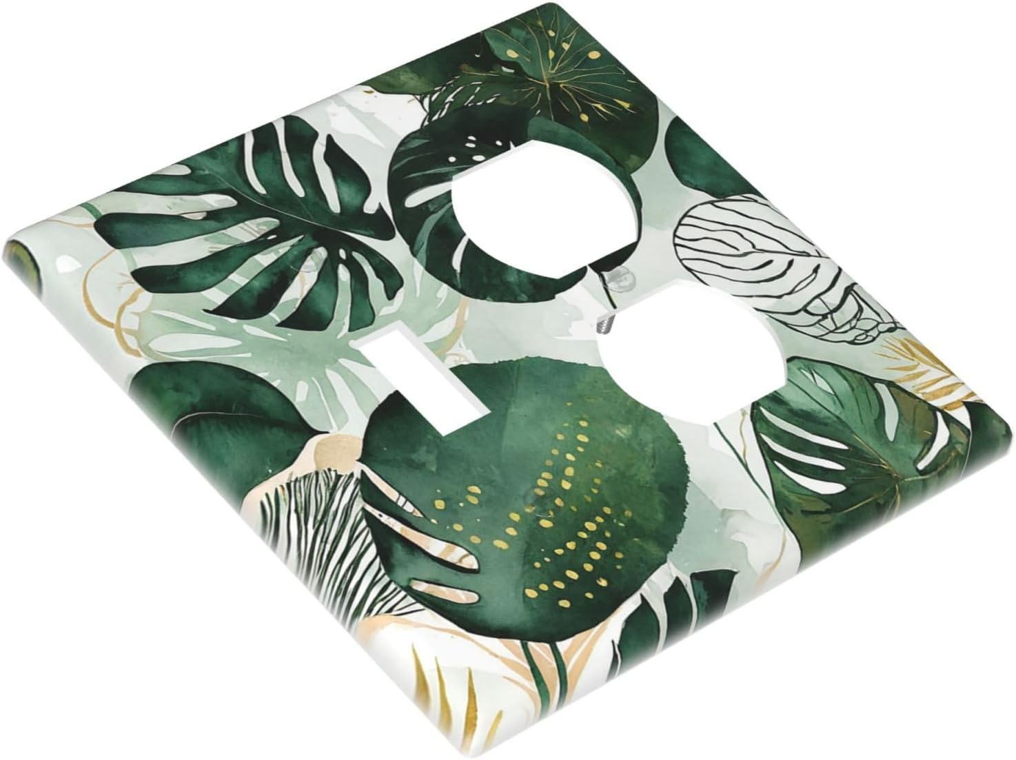 Wallplates Boho Tropical Leaves 1 Toggle 1 Duplex Switch Plate Electrical GFCI Faceplate Decorative Light Switch Covers for Bedroom Bathroom Decor
