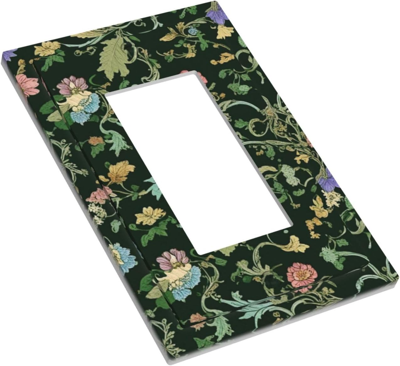 Decorative Outlet Covers Vintage Green Leaf Plant Rustic Pink Flower 1 Gang Single Decora GFCI Device Light Switch Covers Plate 1 Rocker Wall Plate Jumbo Faceplate