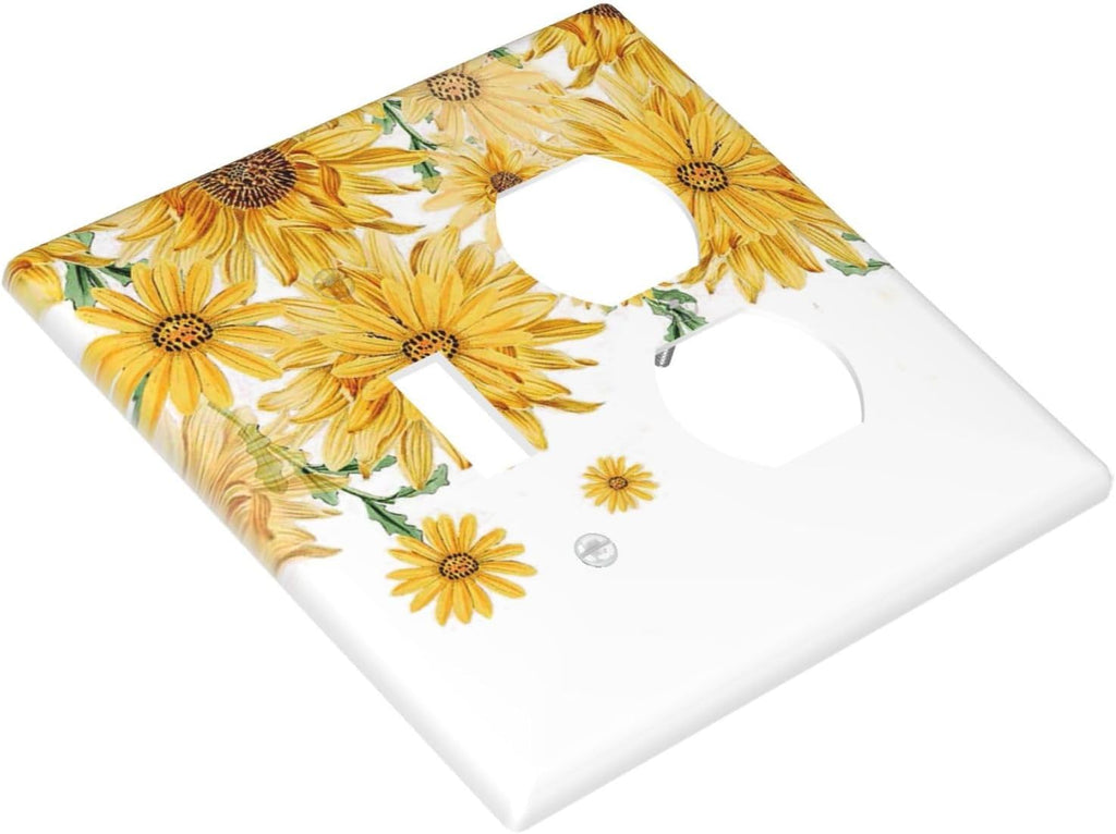 Sunflower Yellow Flowers Floral Wallplates 1 Toggle 1 Duplex Switch Plate Electrical GFCI Faceplate Decorative Light Switch Covers for Bed Room Living Room Decor