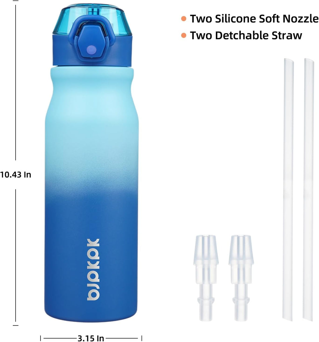 BJPKPK Insulated Water Bottle 25oz Stainless Steel Water Bottles with Straw and Carry Handle Double Wall Metal Thermal Flask,Sky