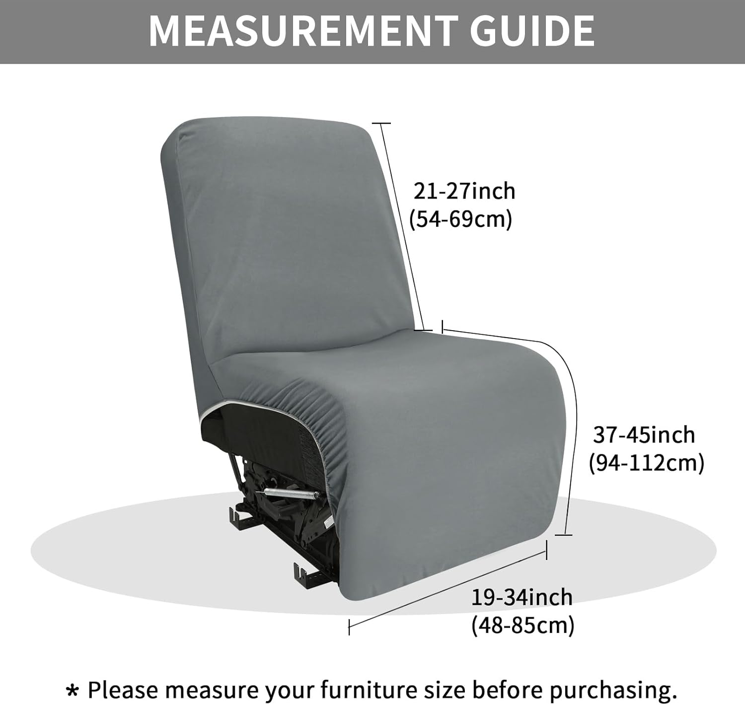 Easy-Going 100% Waterproof Recliner Cover Additional Seat Cover for Reclining Couch, Stretch Sofa Covers Washable Furniture Protector for Kids & Pets, 1 Seat, Light Gray