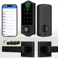 Harfo Fingerprint Smart Door Locks with Handles, App Control, Keyless Entry Front Door Lock Set, Bluetooth Digital Electronic Touchscreen Keypad Deadbolt, Easy Installation, Black