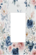 Outlet Covers Elegant Watercolor Pink Blue Flowers Floral 1 Gang Wall Plates Single Rocker Light Switch Covers Decorative Switch Plates Electrical GFCI Panel Covers for Home Office Decor 5 X 3 IN