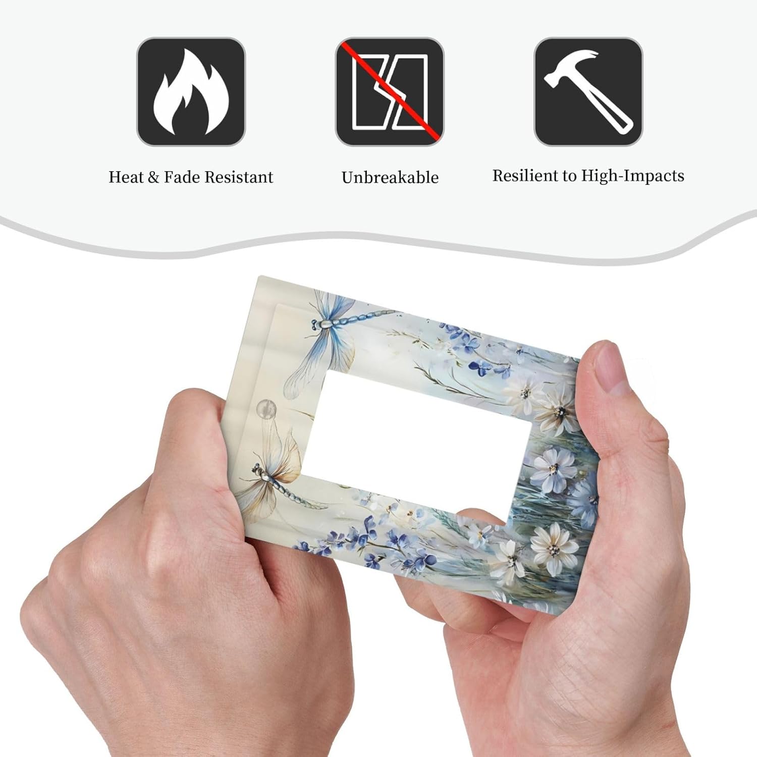 Decorative Outlet Covers Watercolor Dragonfly Blue Wihte Flower 1 Gang Rocker Light Switch Cover Plate Single Wall Plates for Electrical Outlets Switch Plate Covers Faceplate for Home Decor