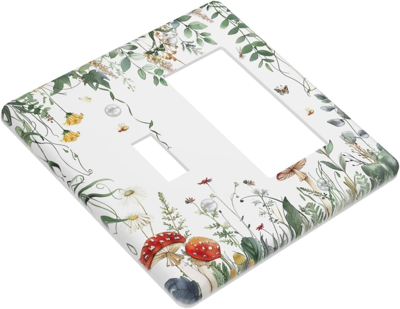 Outlet Covers Sage Plant Red Mushroom Butterfly Wild Flower 1 Toggle 1 Rocker Combination Decorative Wall Plate Electrical Switch Plates Light Switch Cover Plate For Bed Room Kids Room