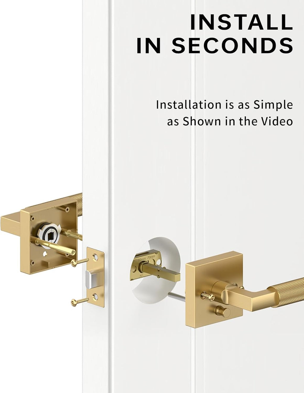 Asidrama 8 Pack Champagne Bronze Privacy Door Handles, Door Lever with Door Knobs Indoor for Bedroom or Bathroom, Heavy Duty Door Handles Interior with Locks for Left Right Sided Doors