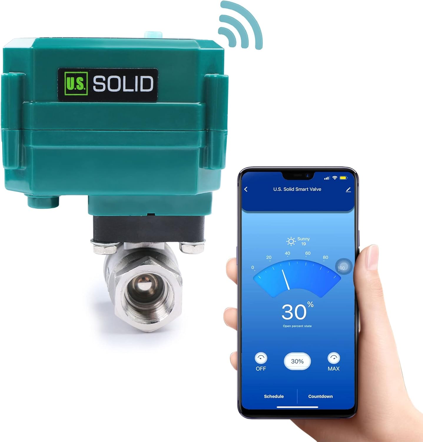 U.S. Solid 1/2" Smart Motorized Ball Valve - Remote App Mobile Control Stainless Steel Electrical Ball Valve with Manual Switch, 5V DC USB Connection