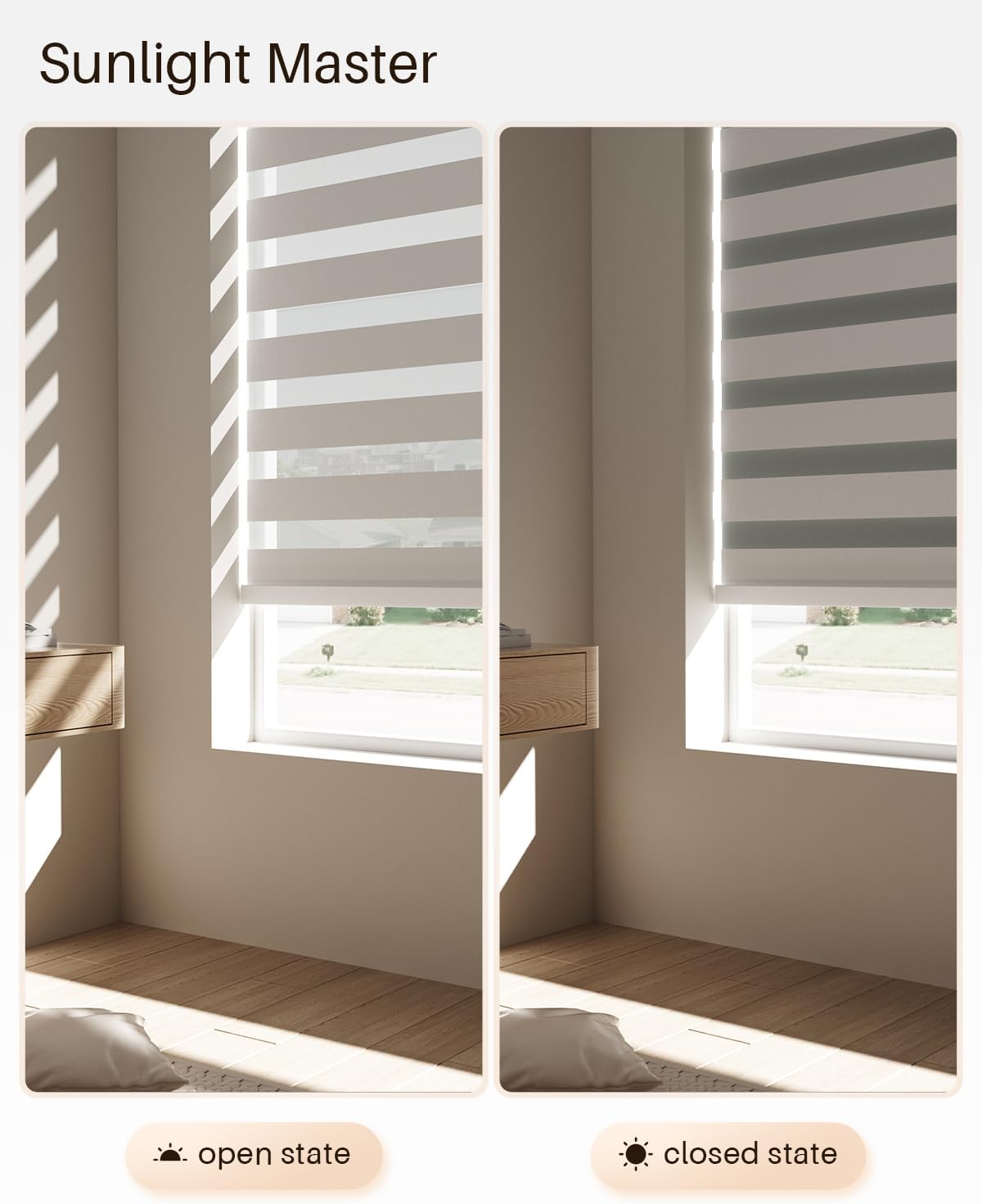 Smart Zebra Blinds for Windows, Alexa Motorized Blinds with Remote Control, Automatic Electric Power Zebra Shades for Indoor Windows (31" W x 72" H, White)
