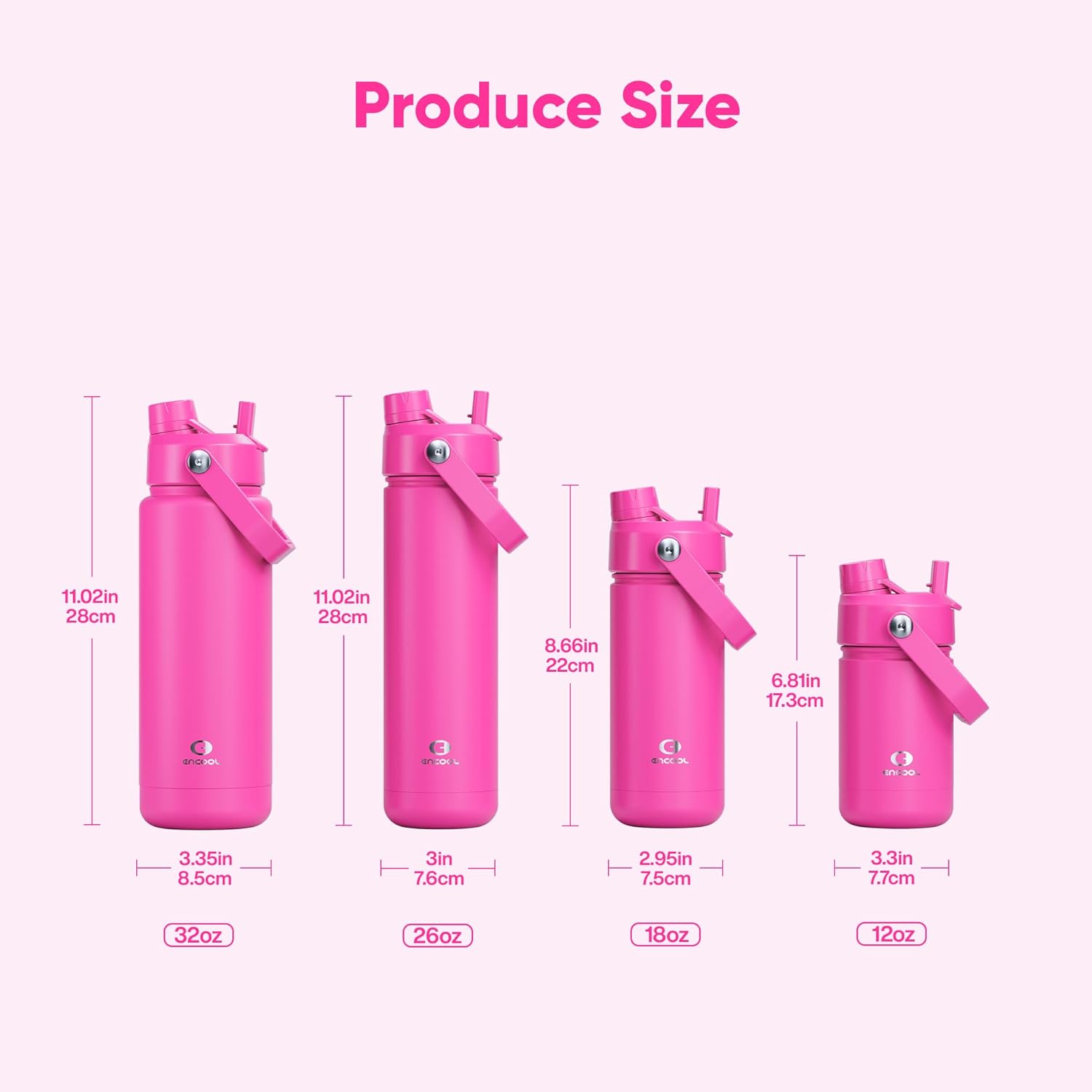 Kids Insualated Water Bottle with Straw - 12oz Stainless Steel Water Bottle with Dual Spouts, Leak-Proof, BPA-Free, Double Wall Vacuum Keeps Cold for 24 Hours for Sports, Travel, School (Persian Rose)