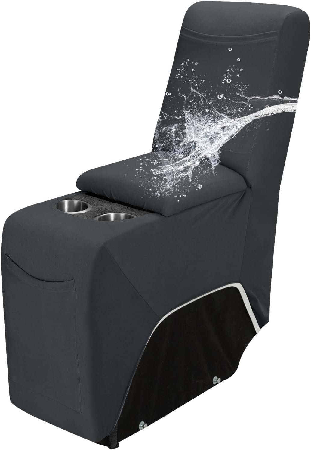 Easy-Going 100% Waterproof Recliner Console Cover, Stretch Middle Console Couch Covers for Reclining Sofas, Sectional L-Shape Furniture Protector for Kids & Pets, 1 Console Cover, Dark Gray