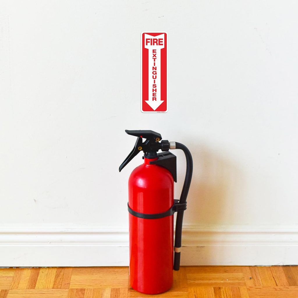 12 Pack Fire Extinguisher Sign, 12" X 4" Safety Sticker Signs, Fire Extinguisher Arrow Safety Signs, Self Adhesive, Weatherproof and UV Protected, Ideal for Office/Business, Home and Outdoor