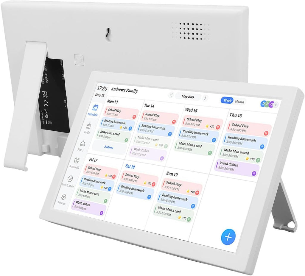 Jiawu 10.1 inch Wall Planner Digital Calendar & Chore Chart, Smart Touchscreen Interactive Display, Electronic Picture Frame for Family Schedules, Routines, Wall & Desk Mountable