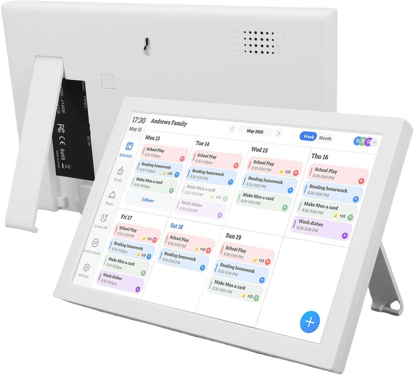Jiawu 10.1 inch Wall Planner Digital Calendar & Chore Chart, Smart Touchscreen Interactive Display, Electronic Picture Frame for Family Schedules, Routines, Wall & Desk Mountable