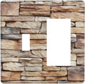 Outlet Covers Stone Textured Brown Brick Natural Stone 1 Toggle 1 Rocker Combination Decorative Wall Plate Electrical Switch Plates Light Switch Cover Plate For Farmhouse Cabin Decor