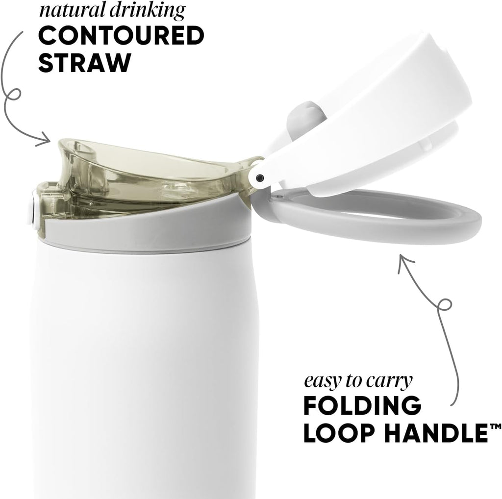 Simple Modern Mesa Loop Water Bottle with Covered Straw and Handle | 30oz Cup Holder Friendly Insulated Stainless Steel Bottles for Travel, Sports and School | Winter White