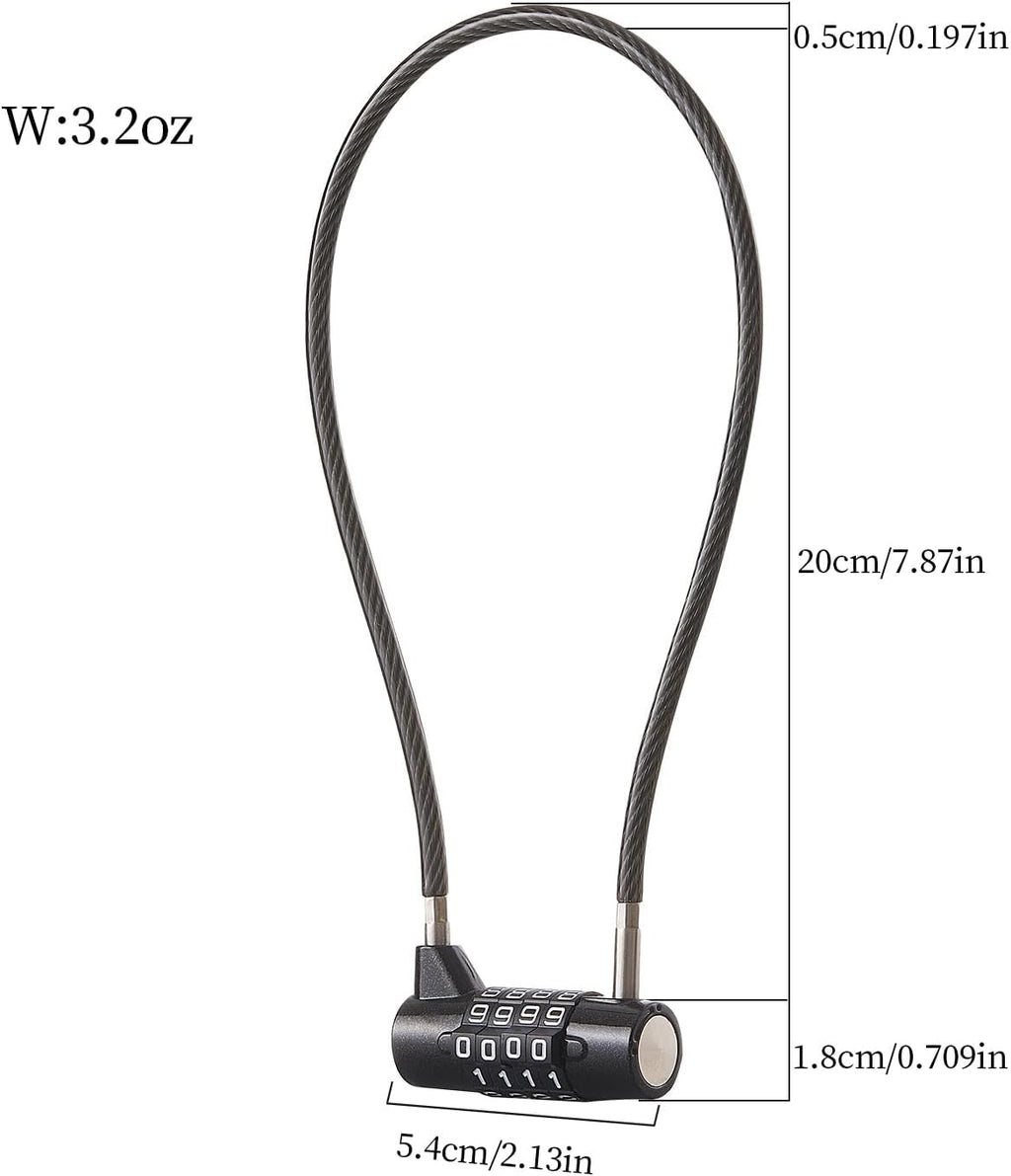 Combination Lock with Long Cable Durable Flexible 4 Digits Combo Locks 7.5” Locker Lock for Gym Locker School Cabinet Barn Gates/Sheds/Pet Cages Backpack Suitcase (7.5")
