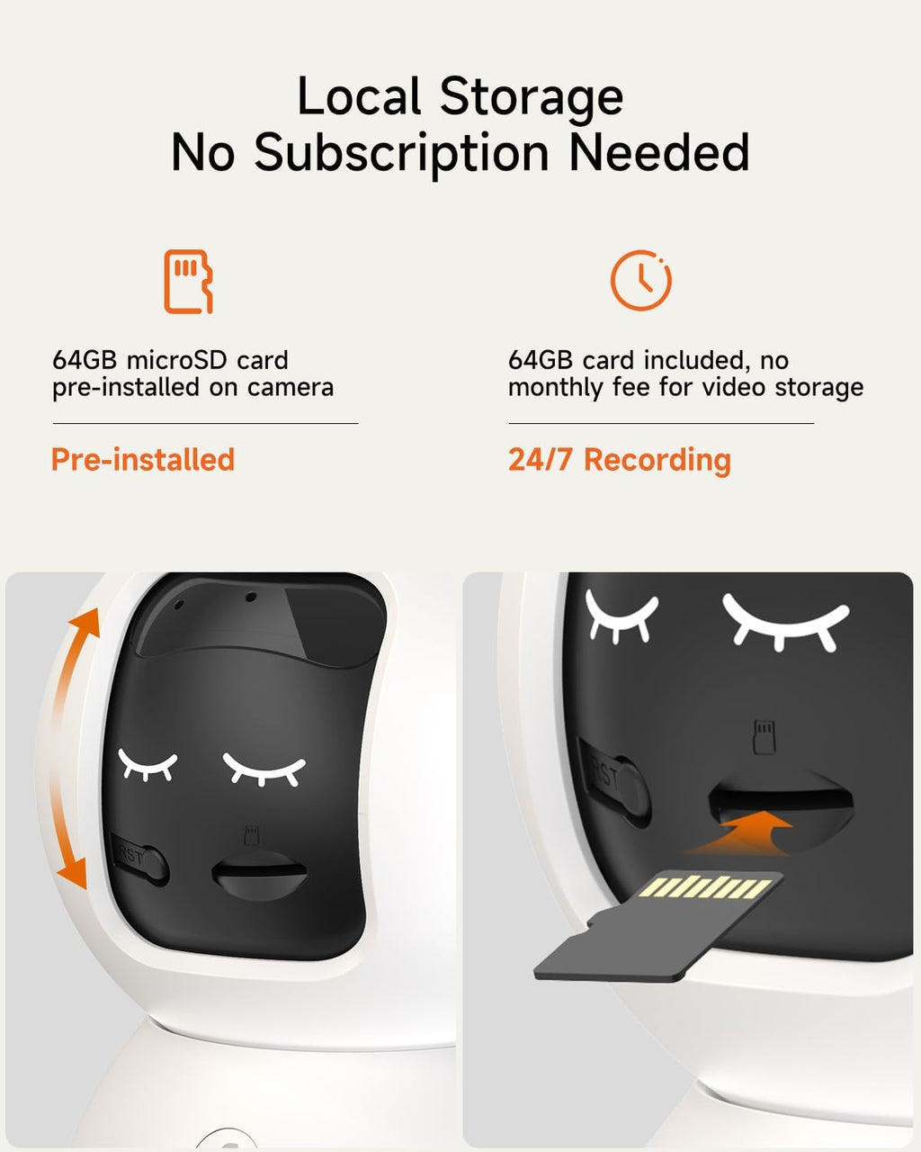 5MP Camera for Home Security, Free 64GB SD Card, Non-Subscription AI Human/Pet/Facial Detection, 3K Dog Cat Pet Camera with Phone APP, 360 Coverage, 2-Way Talk, IR Night Vision, 2.4G 5G Dual Band WiFi