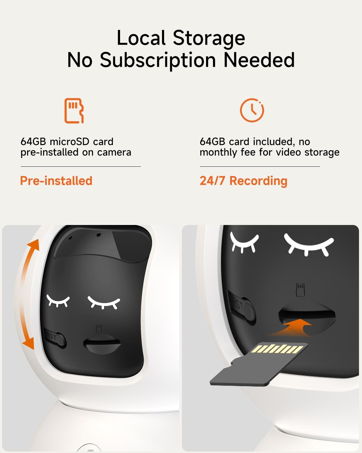 5MP Camera for Home Security, Free 64GB SD Card, Non-Subscription AI Human/Pet/Facial Detection, 3K Dog Cat Pet Camera with Phone APP, 360 Coverage, 2-Way Talk, IR Night Vision, 2.4G 5G Dual Band WiFi
