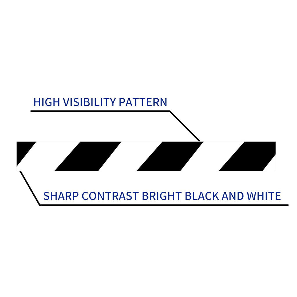 TAPEBEAR Hazard Caution Tape, 2inch x 150 Feet(50yds) Self Adhesive Warning Tape for Steps, High Visibility White&Black Tape for Outdoor Construction Warning, Danger Zone, 5Rolls