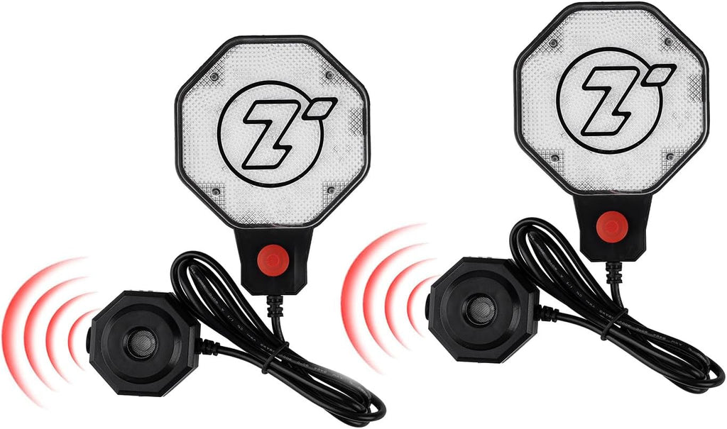 ZONETECH Garage Parking Sensor Ultrasonic Car Parking Stopper for Garage with Red/Yellow/Green LED Indicators –Adjustable Stop Distance 12" to 6.5 ft USB Powered Easy Install Wall-Mount 2-Pack