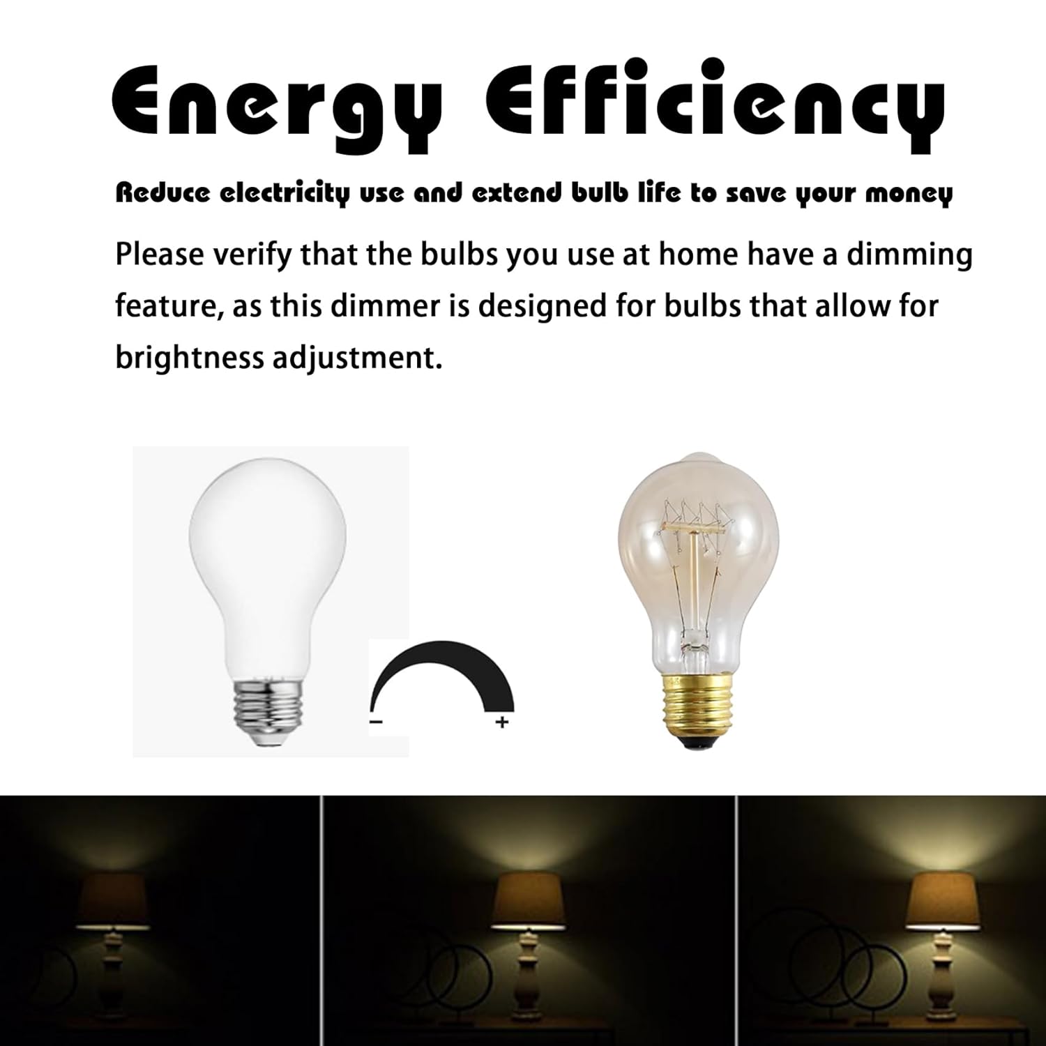 Lamp Dimmer Switch Extension Cord Plug in Dimmer - Rotary Control for 150 Watt Dimmable Lights - Christmas Village Houses Lights Cord Salt Light - 6 ft Cord