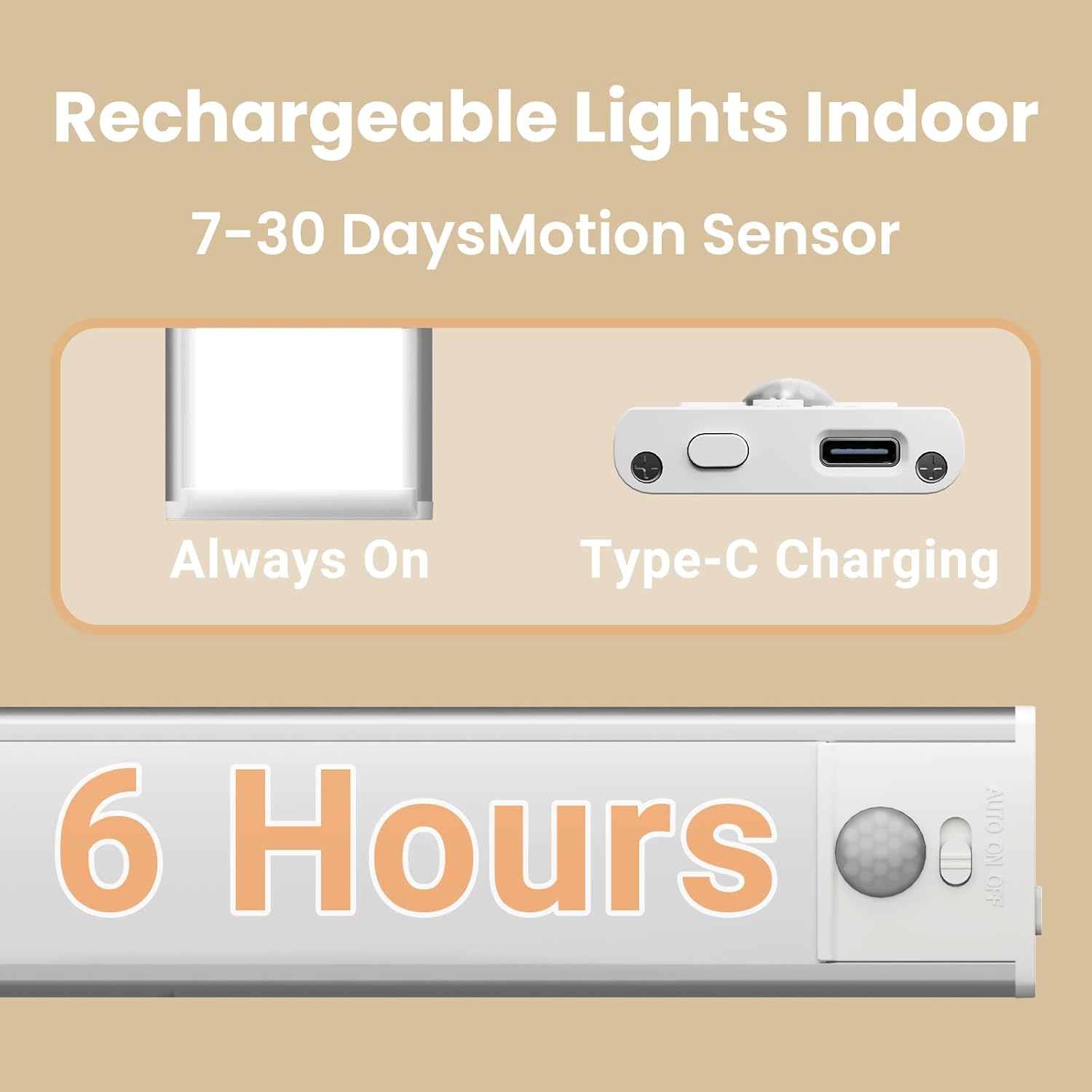 Under Cabinet Lights, Motion Sensor Magnetic LED Light, 8 inch 1000mAh Rechargeable Battery Dimmable Lights with 3 Color Temps, Indoor Wireless Lighting for Kitchen, Closet, Pantry, Counter, 4 Pack