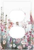 Colorful Flowers Pink Floral Watercolor Plant Outlet Covers 1 Gang Duplex Light Switch Cover Decorative Switch Plates Electrical Receptacle Faceplate Wall Plate for Bed Room Living Room Decor